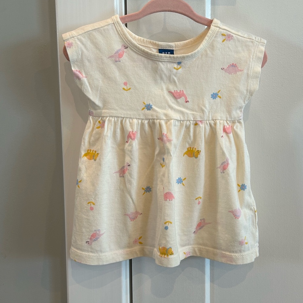 Kids Cream Dinosaur Print Dress